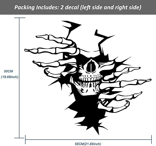 Miniatura 2 de Paquete de 2 calcomanías autoadhesivas para capó de automóvil, diseño de garra de calavera desgarrada, calcomanías decorativas para automóvil,