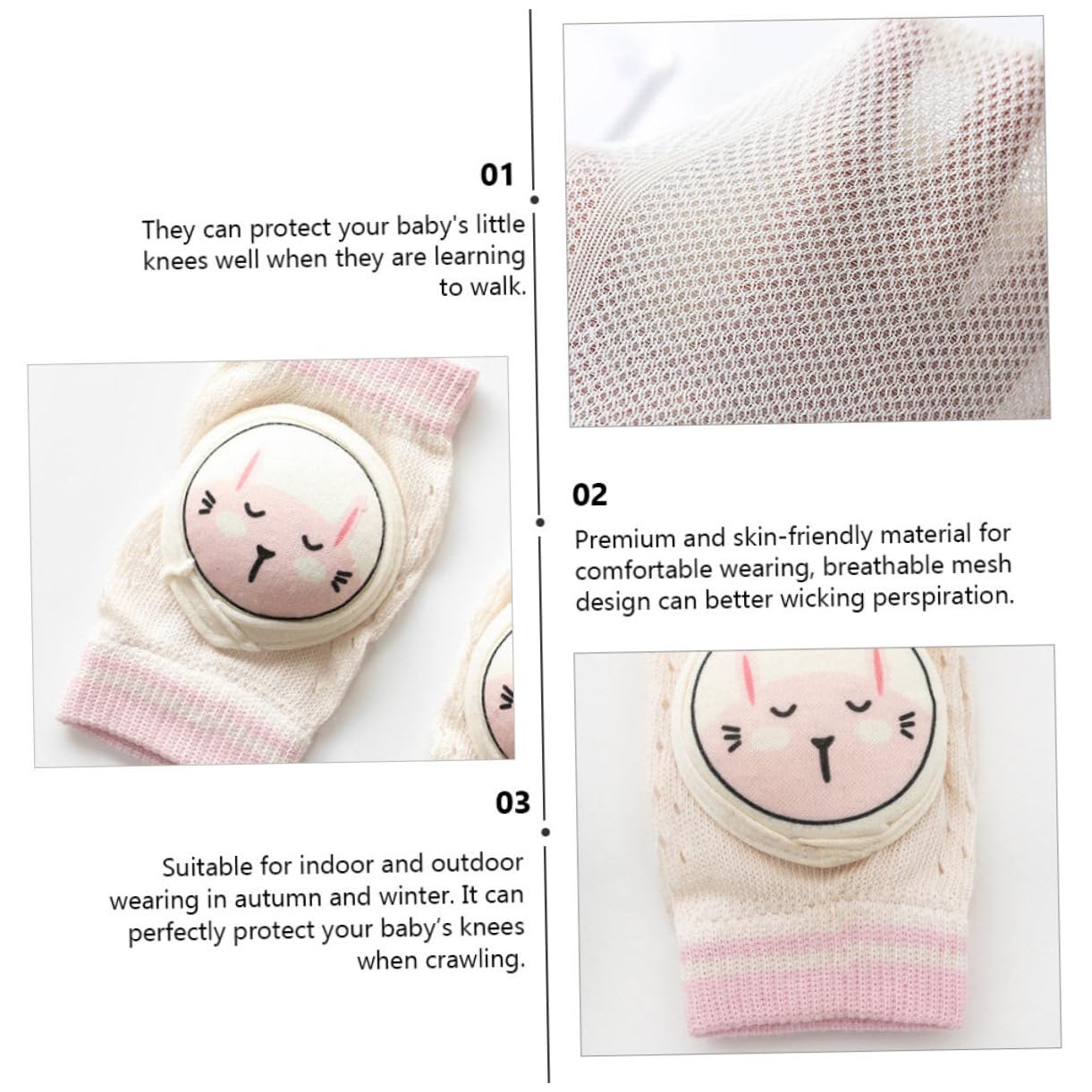 Breathable Summer Baby Elbow Pads and Knee Protectors Anti-Fall Crawling Set for Toddlers Cartoon Design Lightweight and Comfortable for Learning to Walk