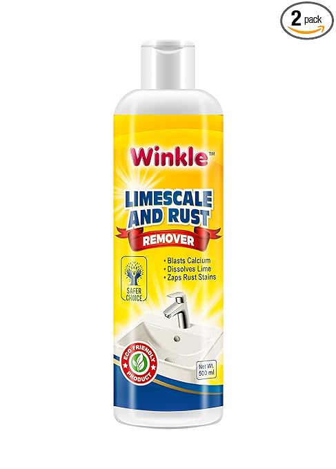 Winkle Limescale and Rust Remover 500 ml - Pack of 2 | Used to Remove Limescale & Rust | Ideal to Use on Bathtubs, Shower Panels, Stainless Steel, Washroom Tiles, Glass Windows, Metal | Eco Friendly
