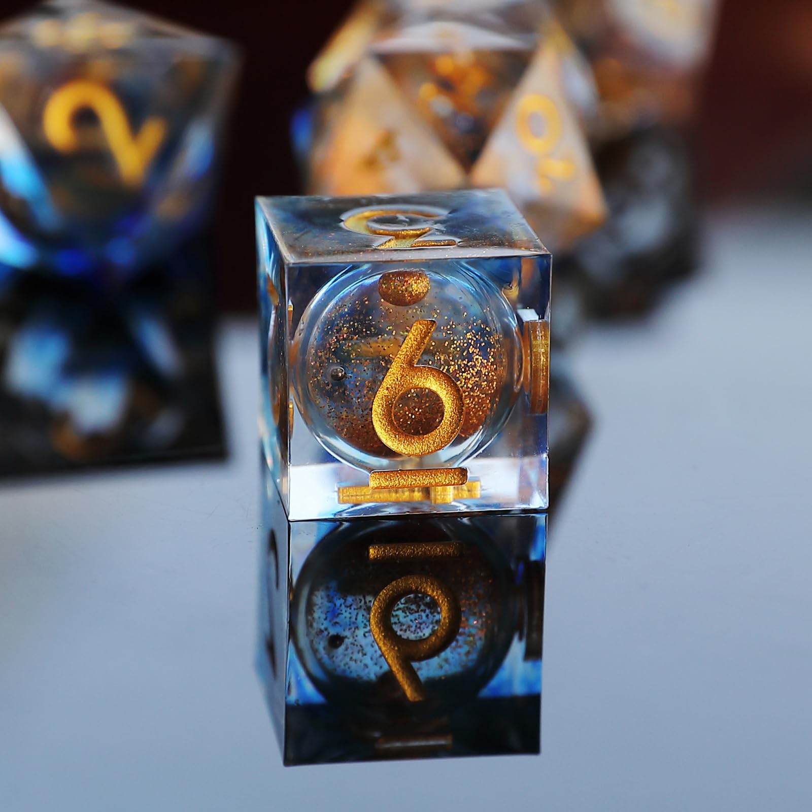 D&D Ruchome piaski, zestaw kości z ostrymi krawędziami, 7 szt., ręcznie robione do Dungeons and Dragons, MTG, RPG, Ttrpg, Pathfinder, Polyhedral D20, D12, D10, D8, D6, D4, z pudełkiem