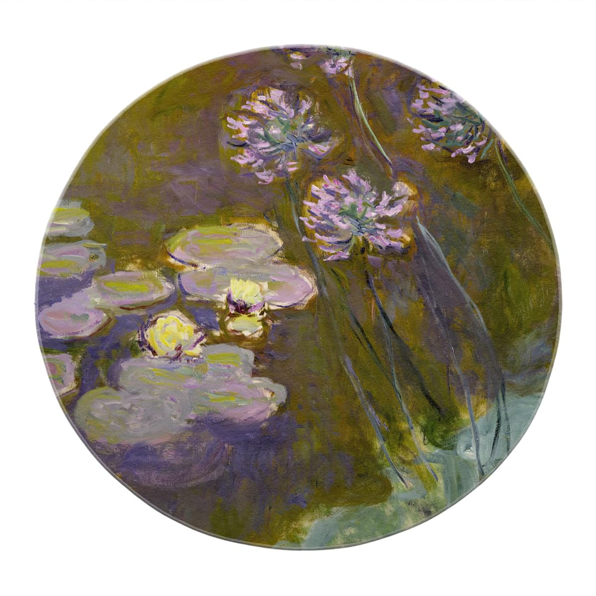 Impressionistischer Seerosen-Rundteppich 80cm