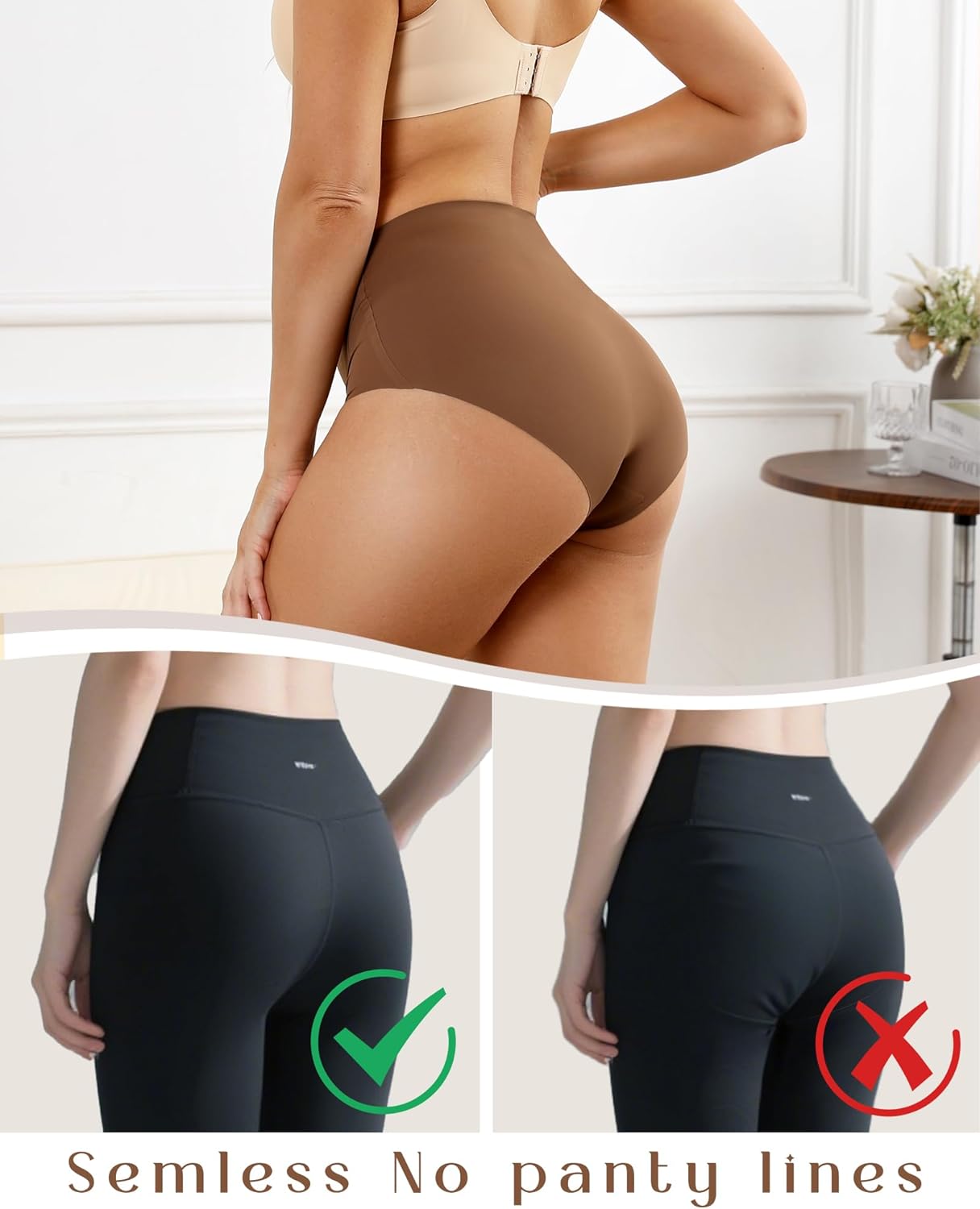 LEVAO Womens Underwear High Waist Seamless Briefs Full Coverage No Show Ladies Panties 4 Pack S-XXL - Image 3