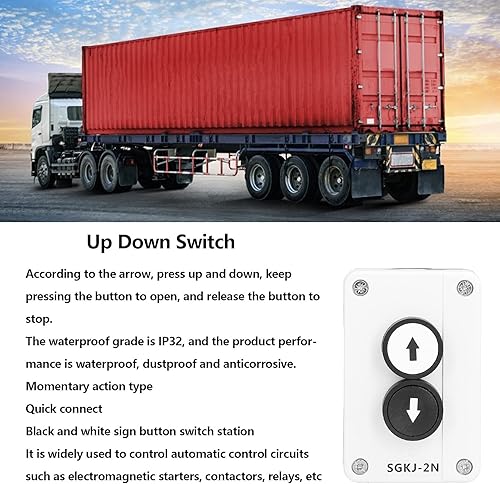Miniatura 2 de Caja de control de interruptor de subida y abajo, estación de interruptor momentánea de CA 400 V 10 A con orificio de alambre de 0.787 in, para