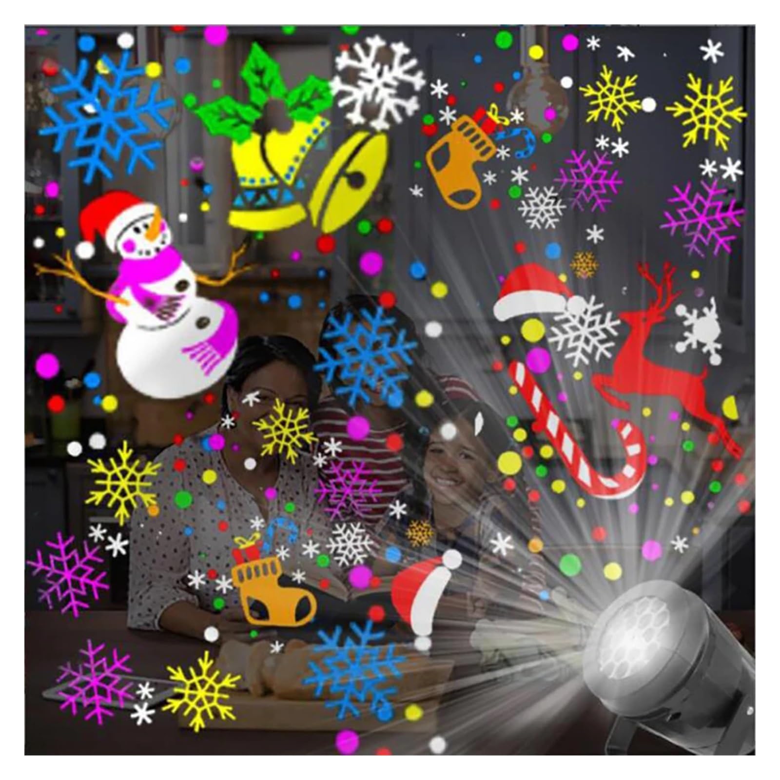 Proiettore di Luce, luci per Feste di Natale DJ Sta Light Proiettore di Luce a LED con 16 Modelli integrati Lampada per Interni ed Esterni Illuminazione per Le Vacanze, per Feste all'aperto