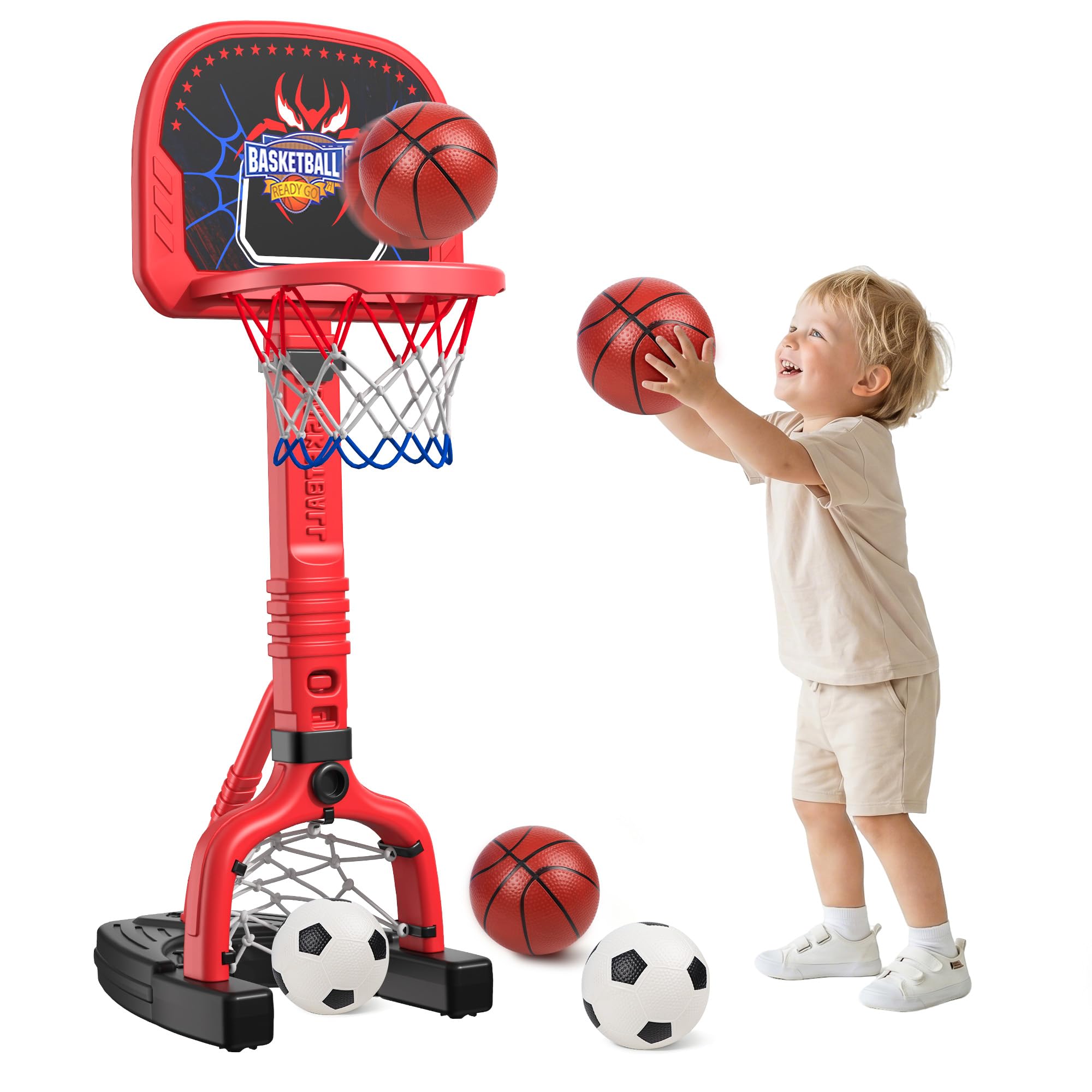 PJG Basketballkorb und Fußballtor für Kleinkinder, Basketballkorb für