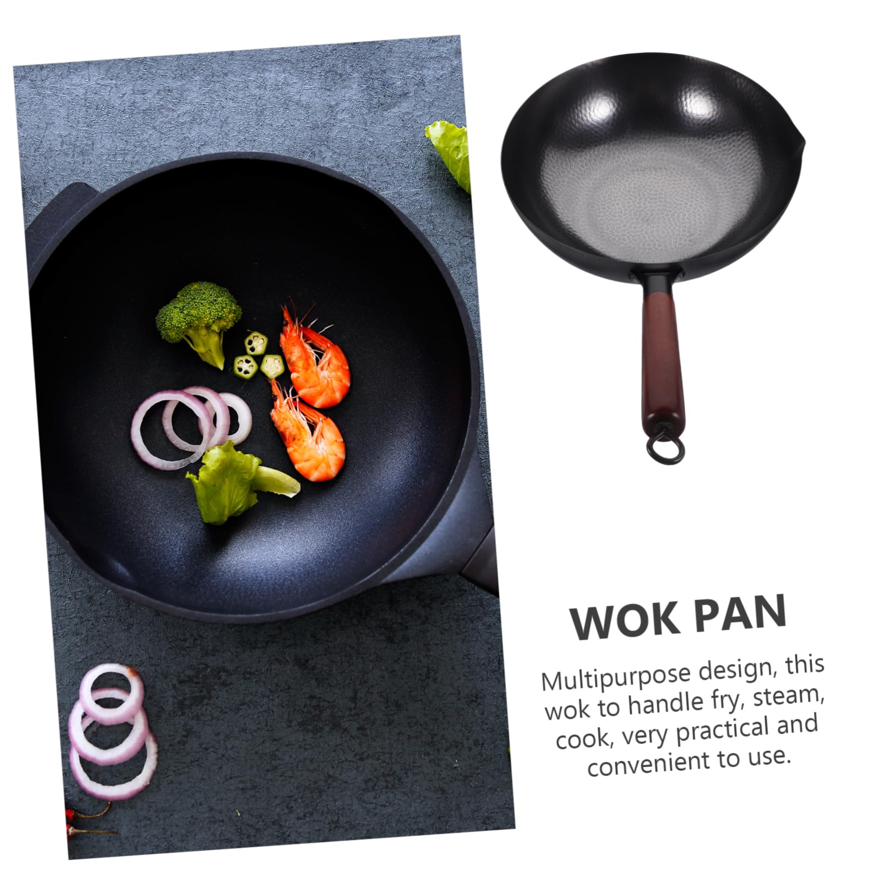 Ręcznie kuty żelazny garnek Grillowanie Wok Akcesoria kuchenne Wok do domowego Woka Patelnia do smażenia Kuchenka gazowa Wok Kuchnia Wok Wielofunkcyjny Wok do gotowania Wok Żelazny Wok Chiński Wok