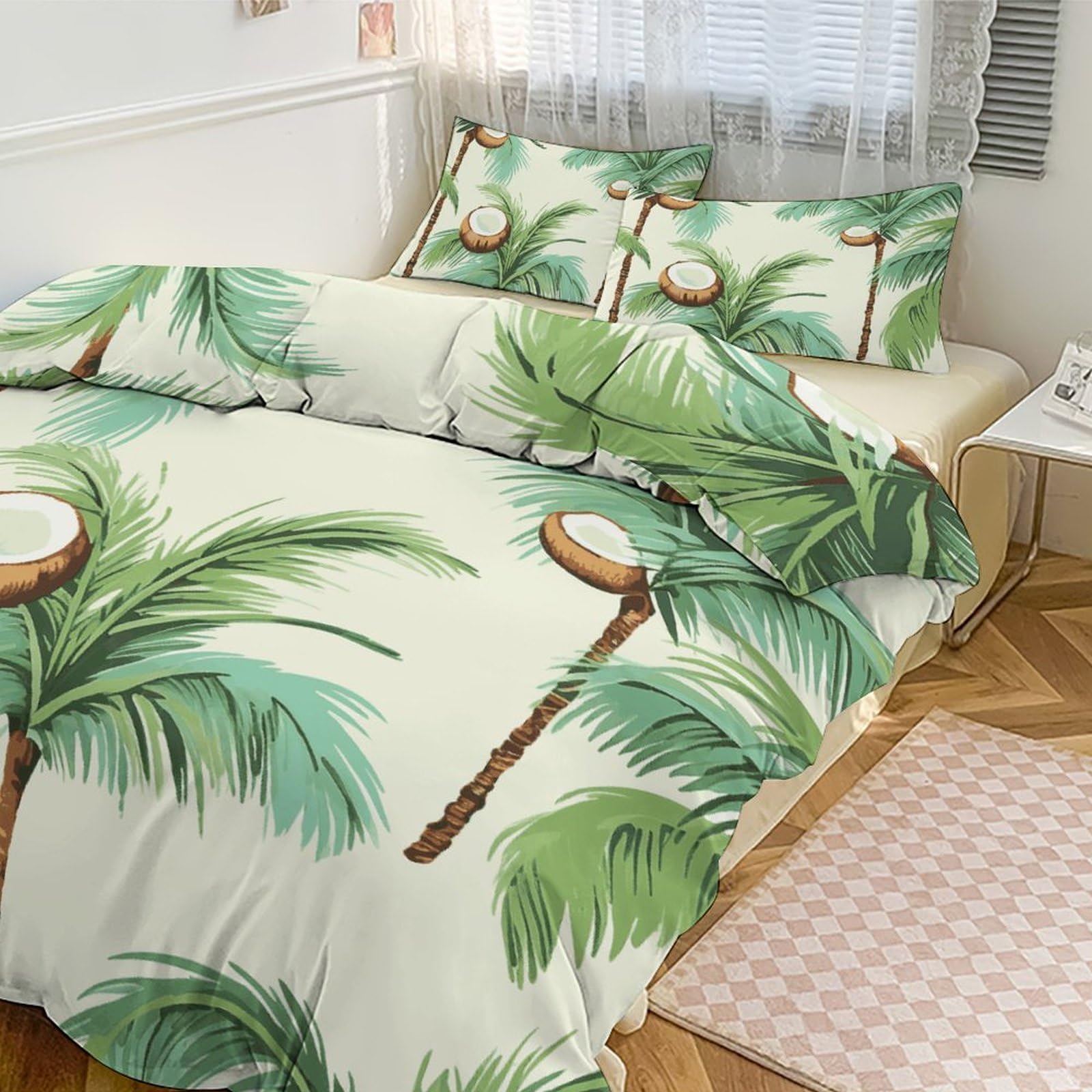 Couette pour grand lit imprimé cocotier d'été pour transformer votre chambre en oasis