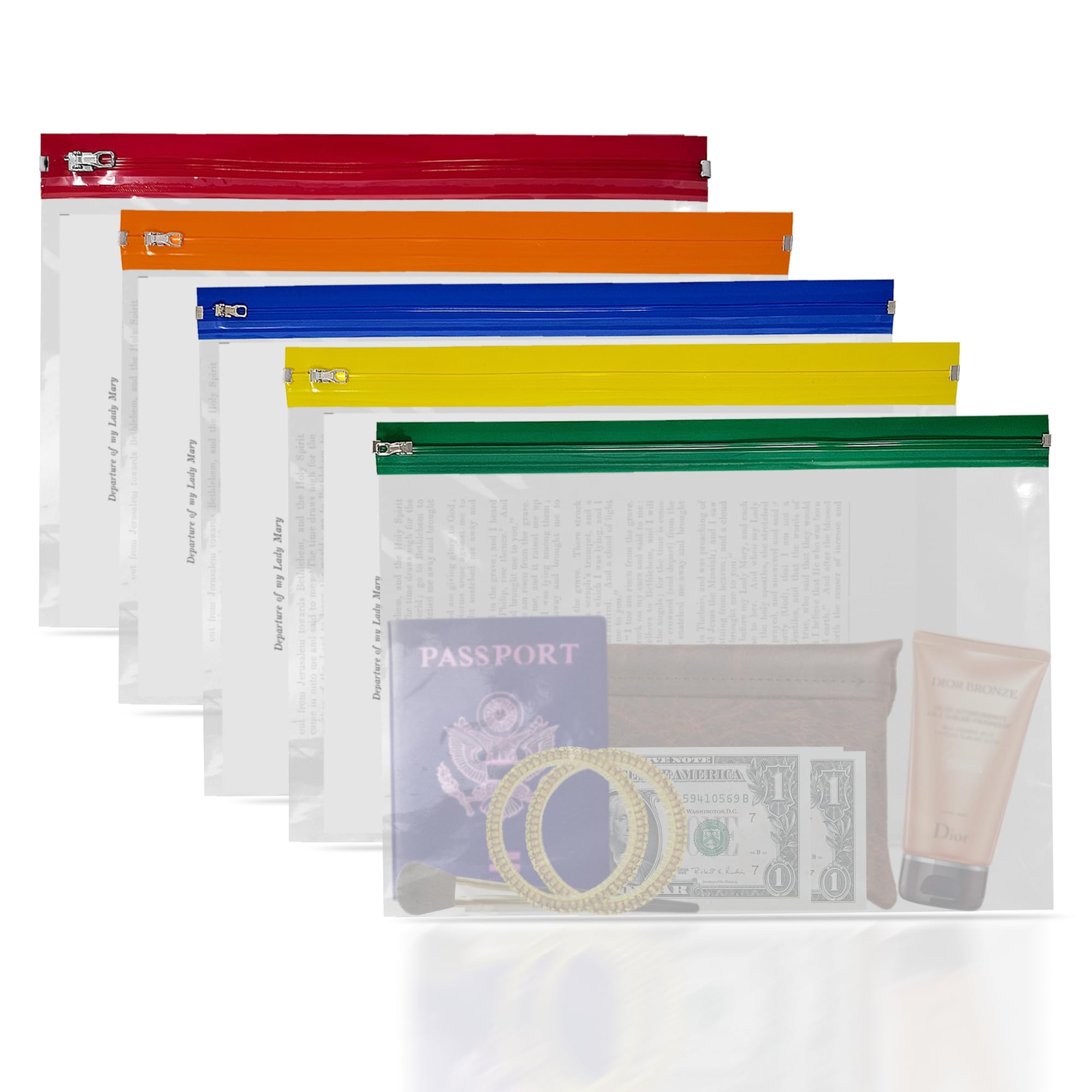 G4GADGET A4 Plus Zip Bags 25 Pack – Extra Large Transparent Plastic Wallets with Label Panel & Coloured Zip – Waterproof Ziplock Document Holders for Office, School, Home & Travel
