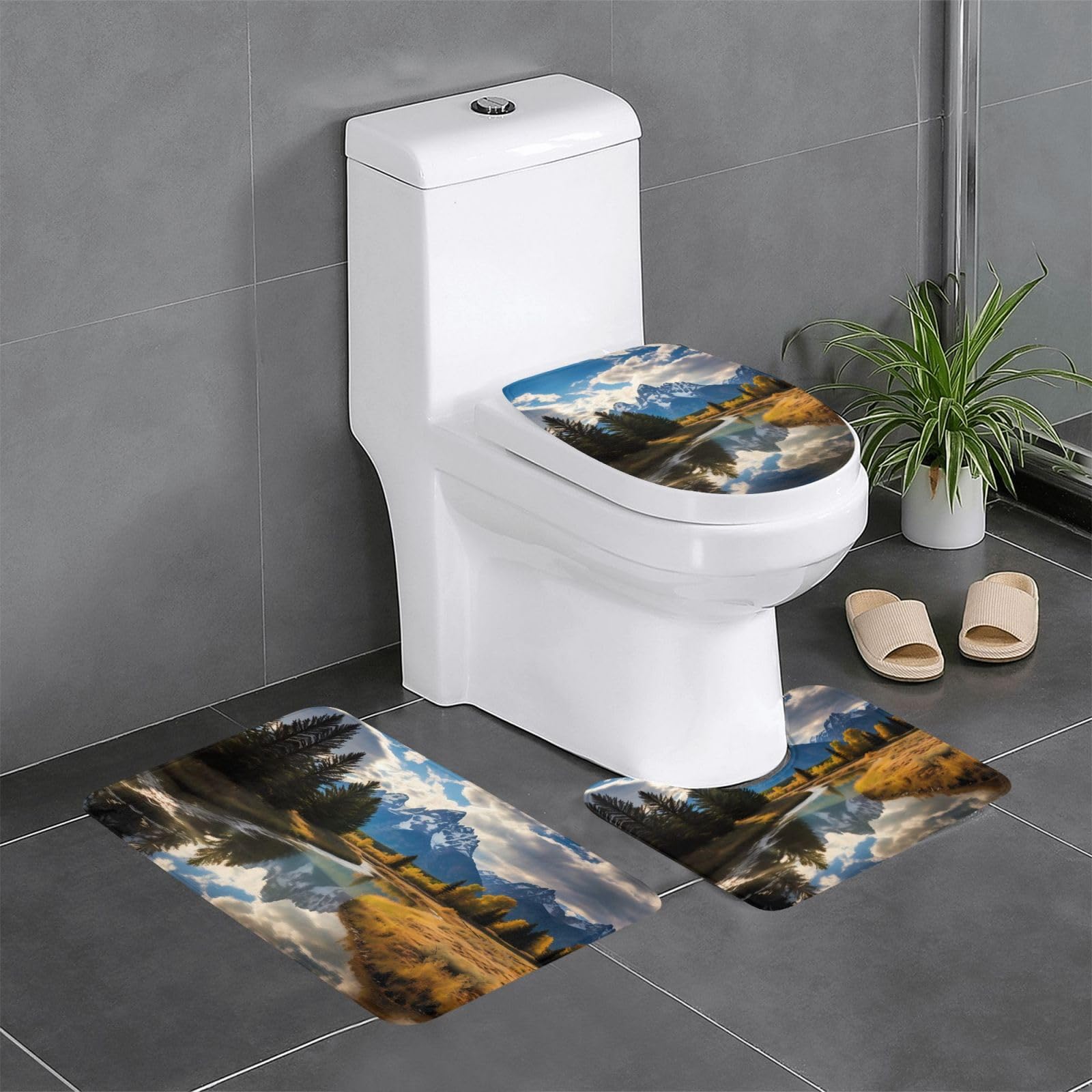 Tapis de salle de bain Grand Teton : lot de 3 pour sol sec et sécurisé