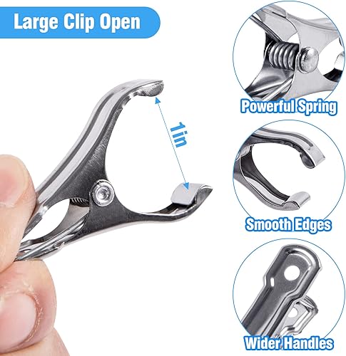 Miniatura 3 de Clips de jardín  55 clips grandes de acero inoxidable abiertos para invernadero, abrazaderas de aro de 2 pulgadas para tela de sombra, malla de