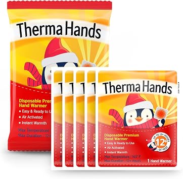 Hand Warmers - Premium (Size: 3.5 inch x 4 inch, Duration: 12+ Hours, Max Temp: 163 F) Air-Activated, Convenient, Safe, Natural, Odorless, Long Lasting Hand Warmers