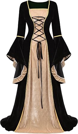 Parlsdy Renaissance Costume Women Velvet Irish Dress Medieval Witch Costumes Victorian Faire Costumes