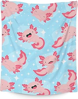 Axolotl Blanket Gifts - 30x40 Inches Cute Throw Blanket for Women & Girls - Blue Soft Fuzzy Plush Blankets for Couch, Office