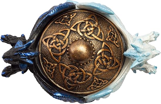 Pacific Giftware Fantasy Celtic Knotwork Dual Yin Yang Dragons Decorative Trinket Jewelry Box Figurine 5.75 Long