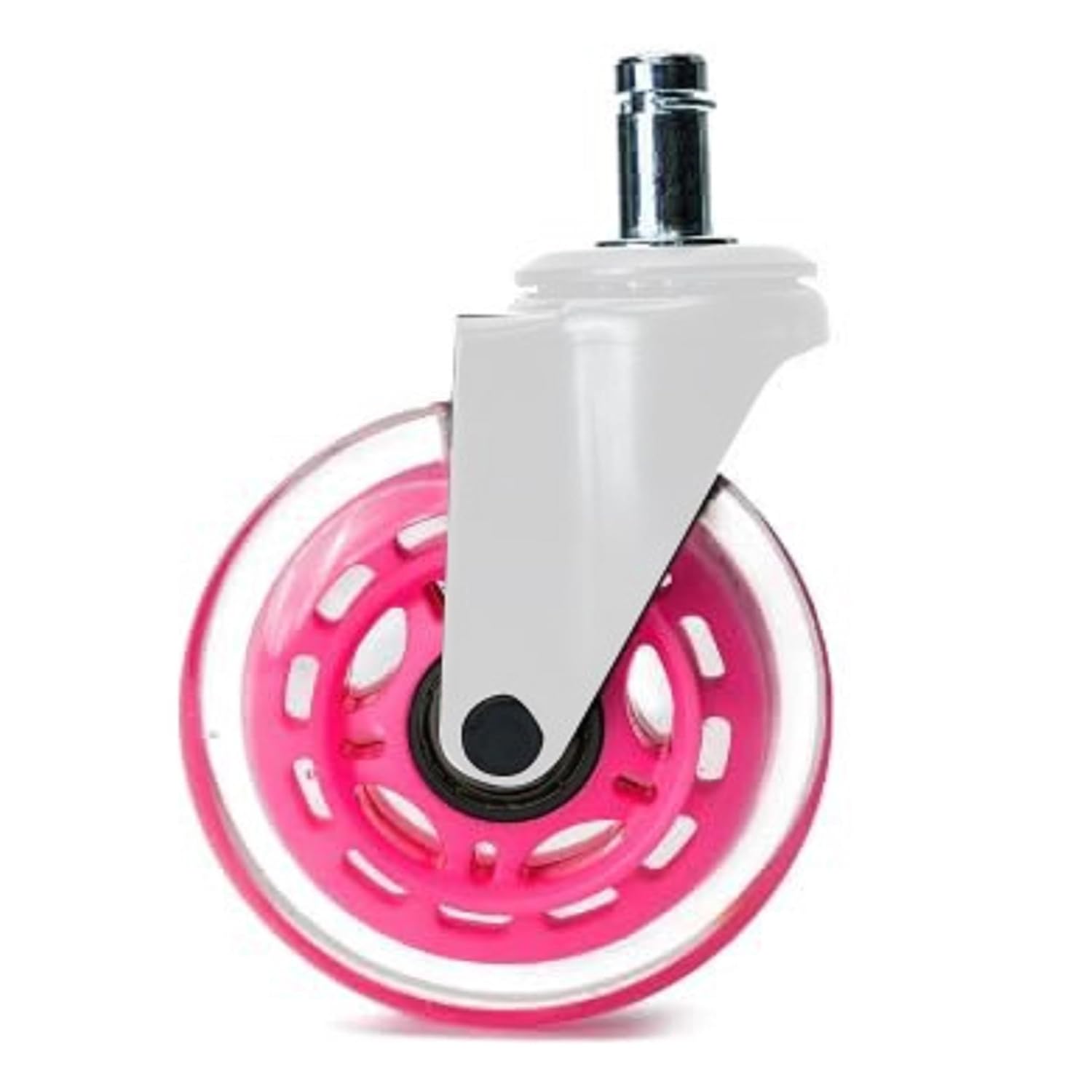 Office Chair Wheels - Set of 5 Rollerblade-Style Casters, Smooth & Quiet Rolling, Protects Hardwood Floors & Carpets, Universal Fit, Durable and Long-Lasting - Pink