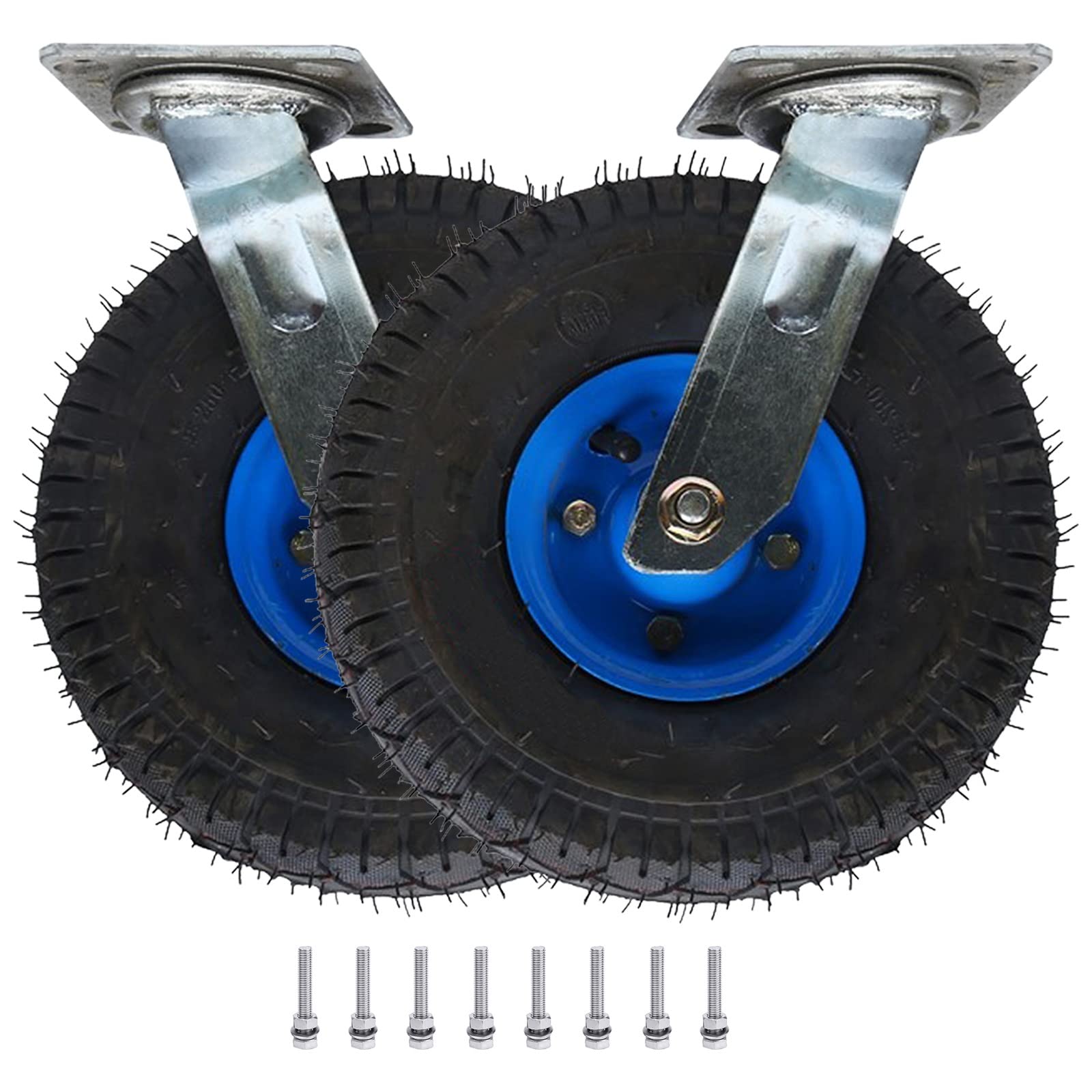 Roulette industrielle pneumatique robuste en caoutchouc de 8 ou 10 pouces pour chariot de transport