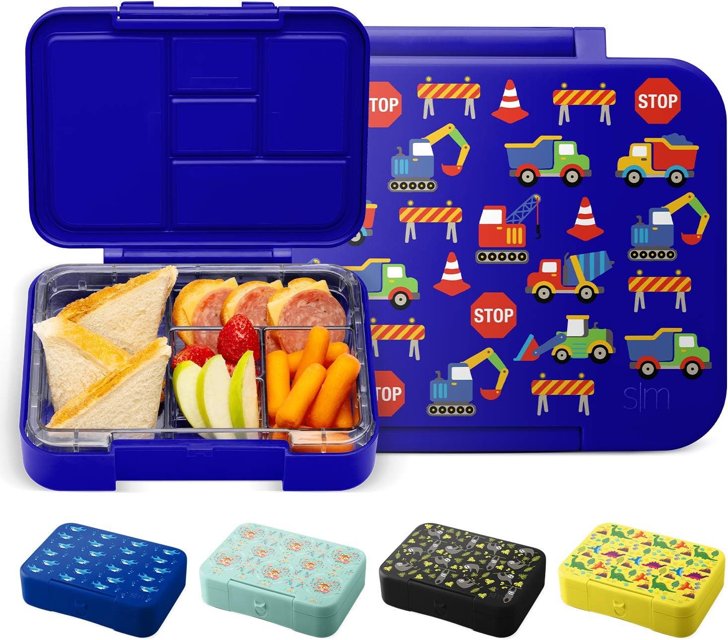 Simple Modern Porter Kids Bento Box for Girls, Boys, Toddlers - BPA-Free Leakproof Lunch Container with 5 Compartments, 30oz Bento Box, Under Construction