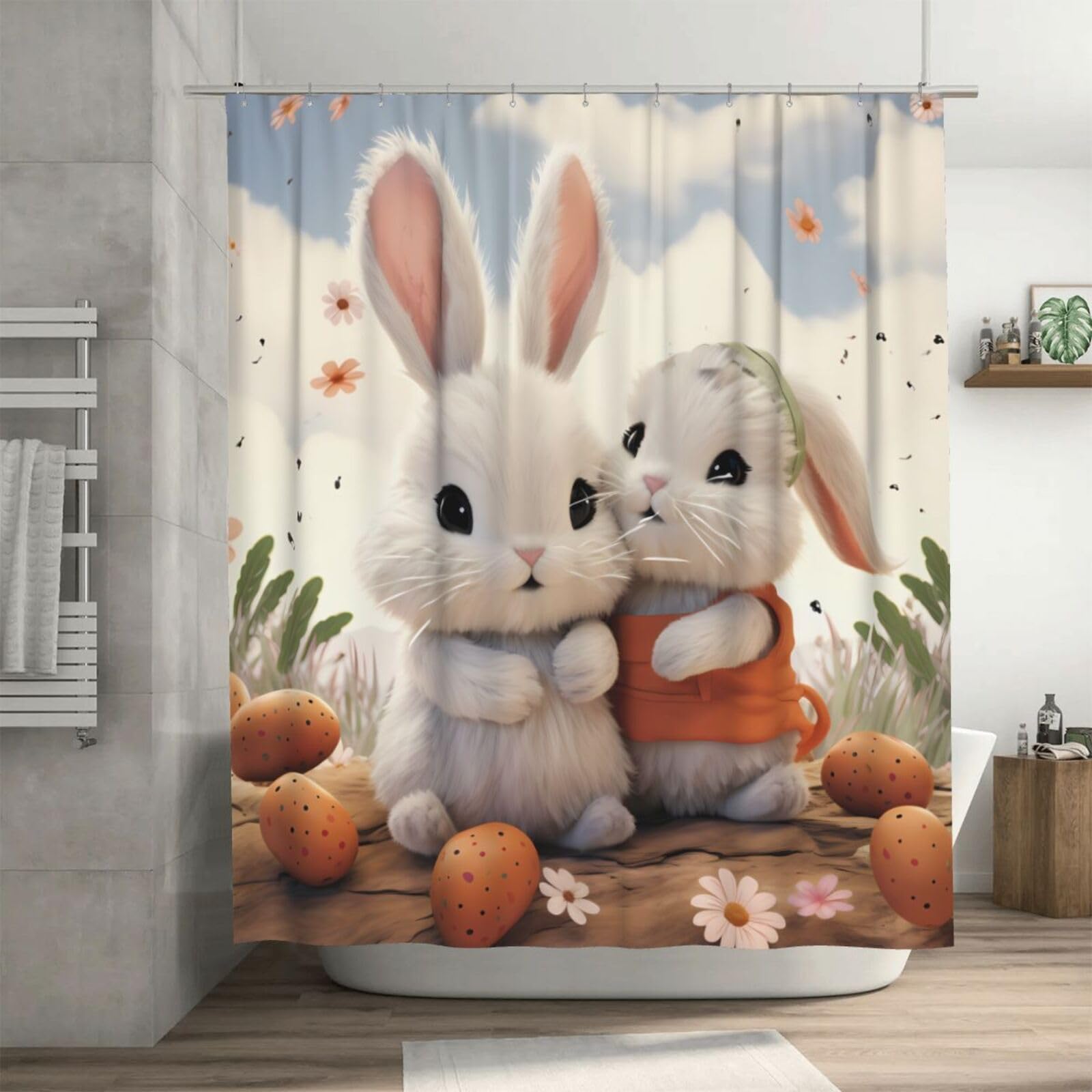 Rideau de douche imperméable lapin pour égayer la salle de bain des enfants
