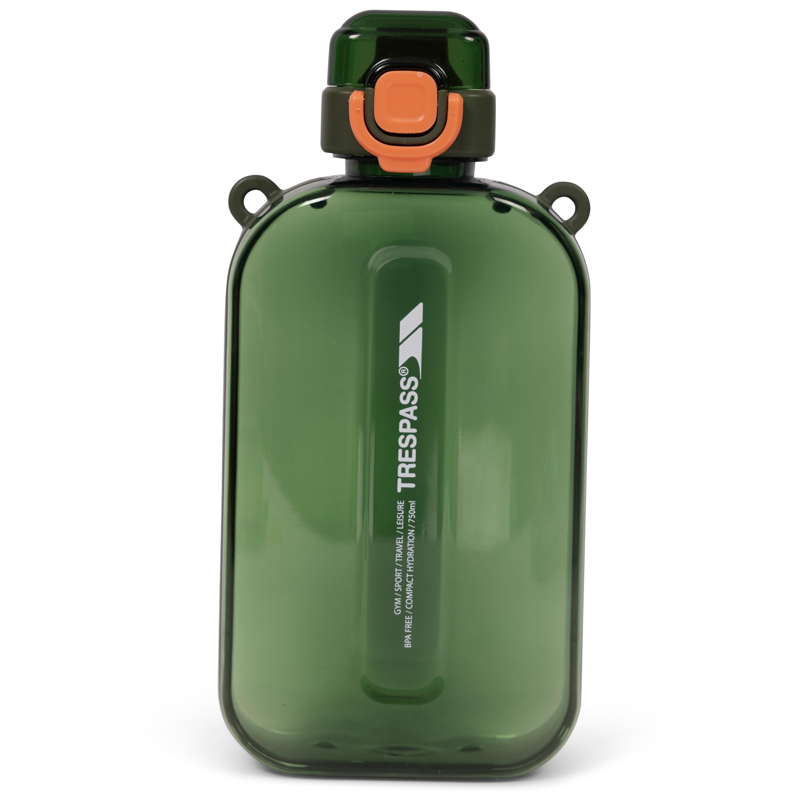 Trespass Green Water Bottle Cantina-750Ml Capacity Flask, Lock Cap Lid, Bpa Free, Printed Logo, 1M Nylon Webbed Strap, Compact Hydration
