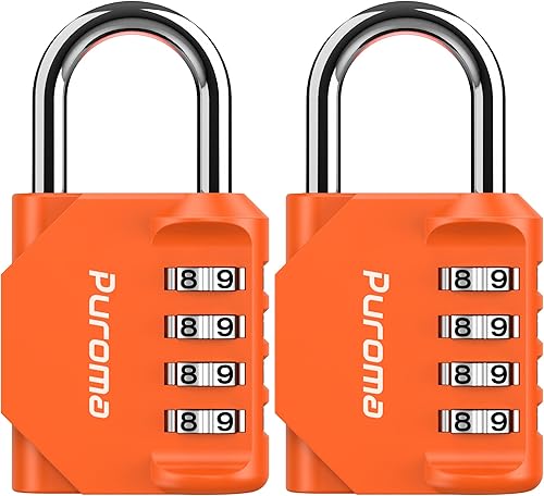 Miniatura 23 de Puroma 1 Paquete Candado de Combinación para Casillero de 4 Dígitos Impermeable para Exteriores, Escuela, Gimnasio, Deportes, Cerca, Caja de