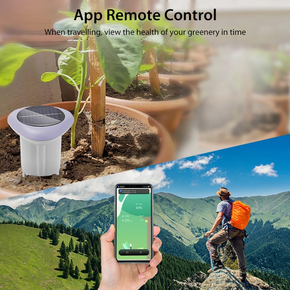 rieder Sensore di Suolo Solare Tuya Smart Zigbee per il Giardinaggio, Misuratore di Temperatura e Umidità, Controllo 'APP, Termometro Digitale per il Terreno