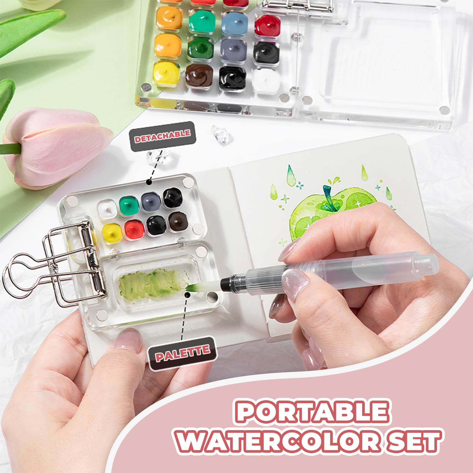 Mini Watercolor Paint Set - Portable Sketching Palette -5 Mini Watercolor Paint Set - Portable Sketching Palette -5