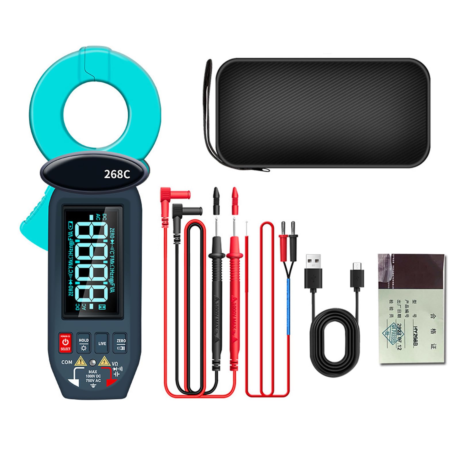 Características avanzadas de medición de abrazadera eléctrica de corriente de fuga, almacenamiento de datos, transferencia USB y funcionalidad de rango automático, medidor de abrazadera de