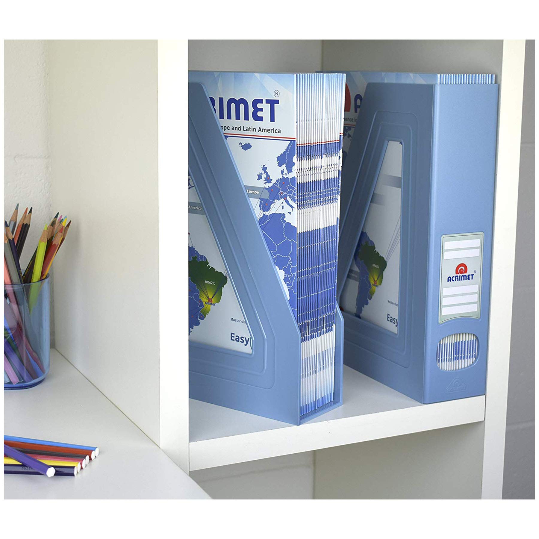 Acrimet Portariviste, Supporto Durevole, Organizzatore Salvaspazio (Plastica) (Blu) (2 pezzi)