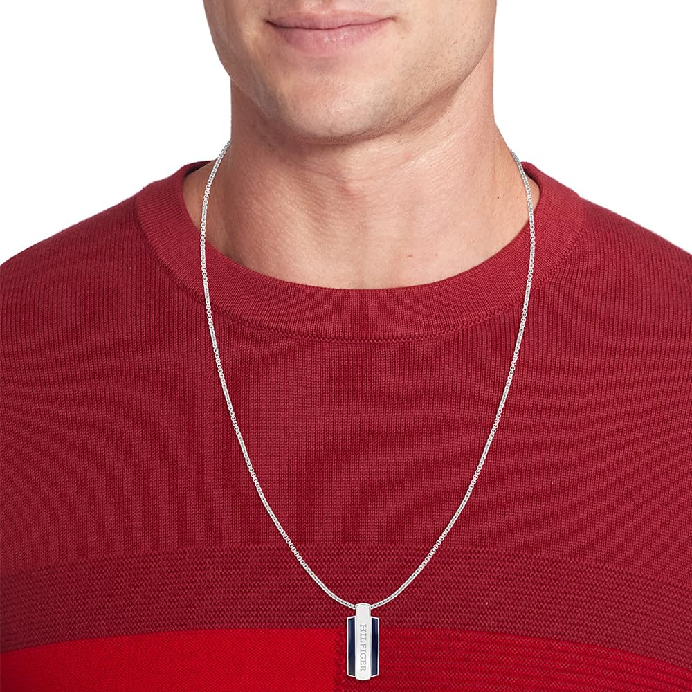 Tommy Hilfiger Jewelry Collar con Colgante para Hombre en Acero Inoxidable con una Placa Grabada - 2790599