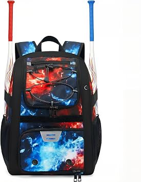 Youth Baseball Bag - Softball Bag for Girls & Boys with Shoes Compartment, Bat Backpack for Baseball, T-Ball & Softball Equipment