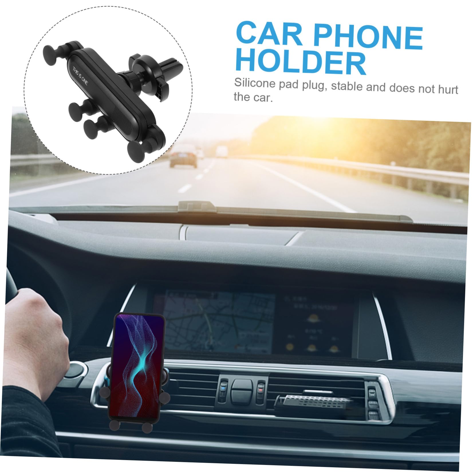 Gatuida 3pezzi Supporto Telefonico Telescopico per Auto con Design Fibbia Stabilità Punti e Base Compatibile con Smartphone da Nero