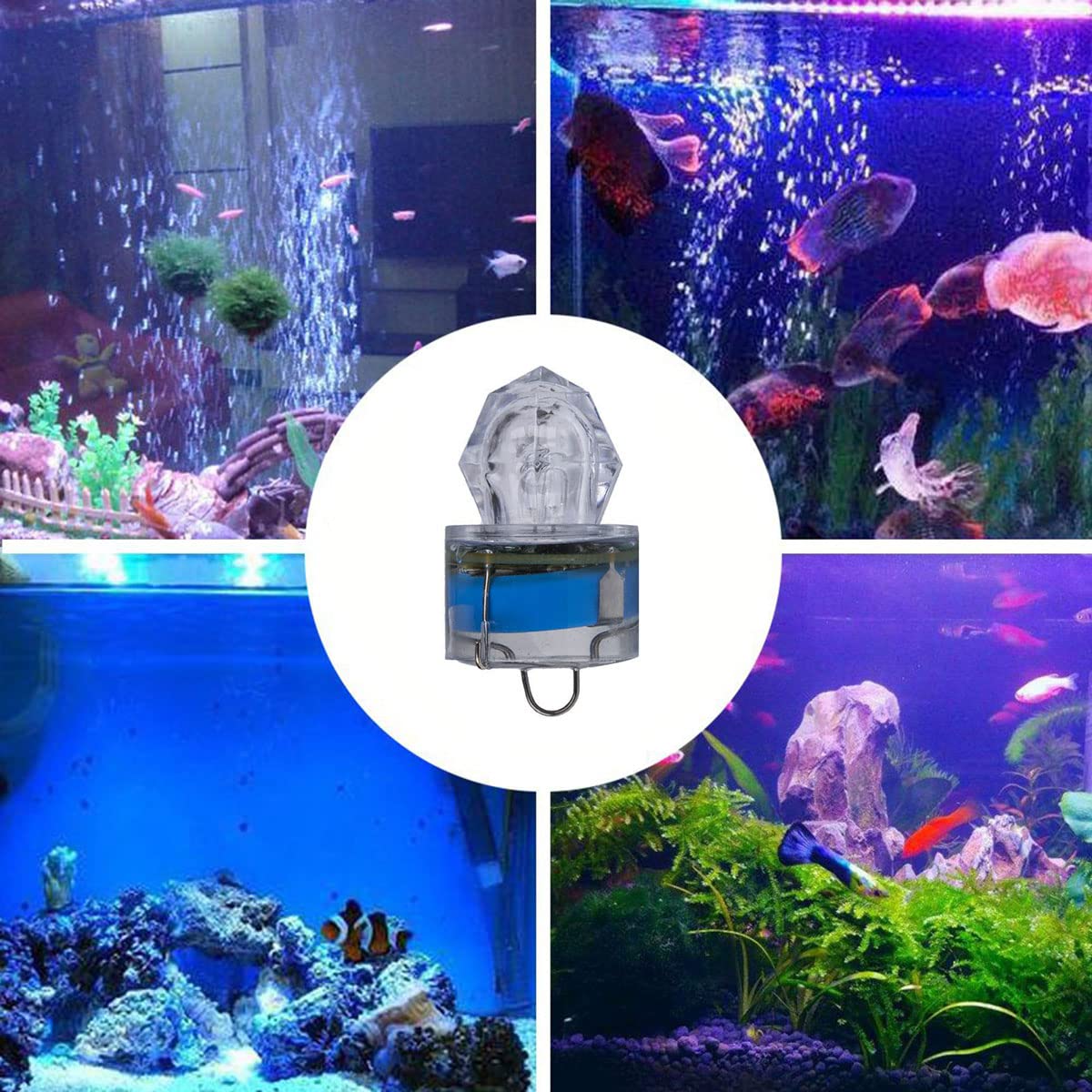 Luce da pesca a LED (confezione da 10) luci subacquee profonde impermeabili con diamanti tubolari per pesca subacquea con luce blu attrattivi per tonno pesce spada