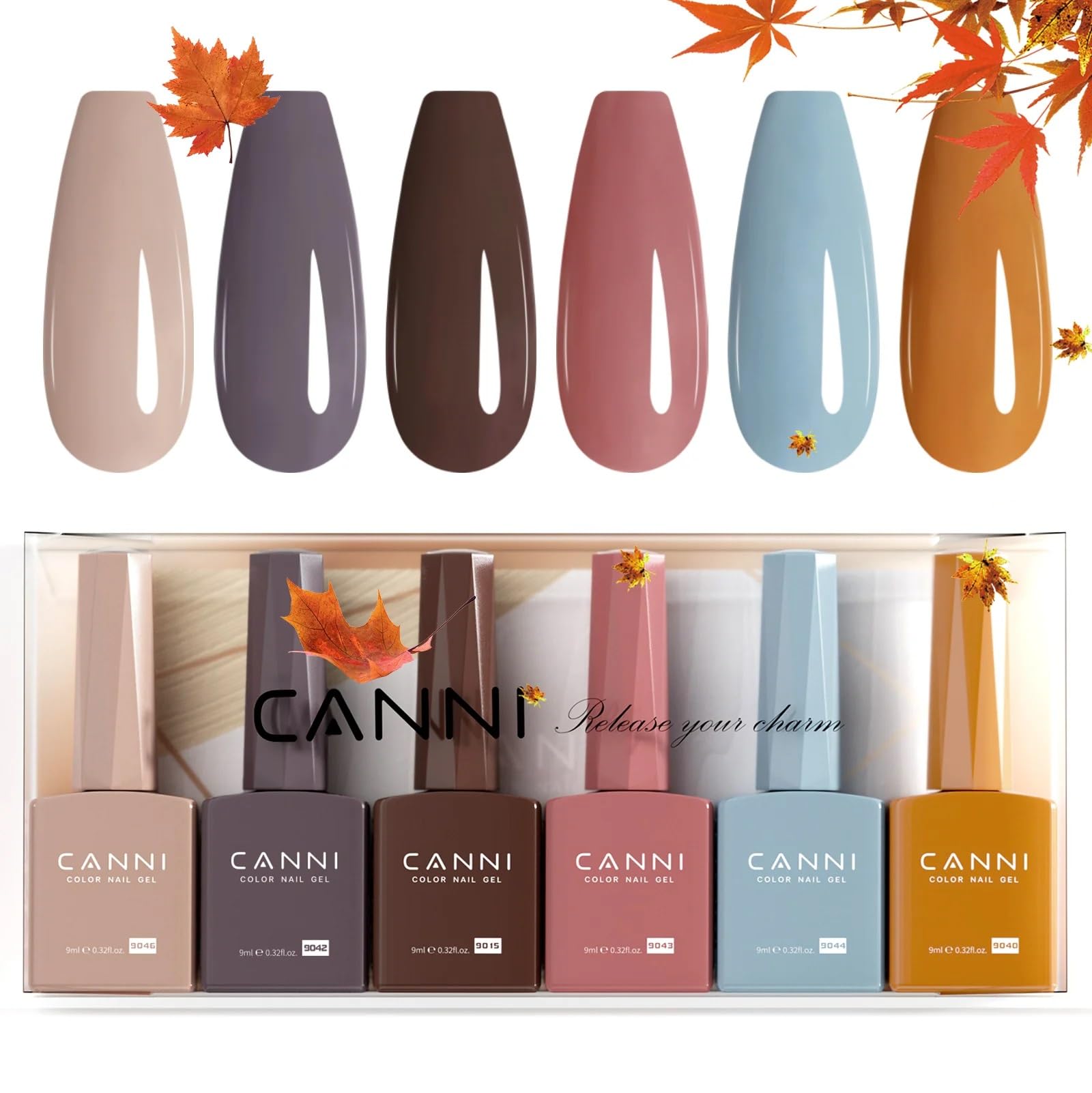 CANNI 9ml Hema-Free Gel Nail Polish Set- 6Pcs from BELLE GAGA® Nail Gel Manicure Kit, Soak Off LED Polish DIY at Home Salon Gifts for Women Girls 2304, 6pcs Set