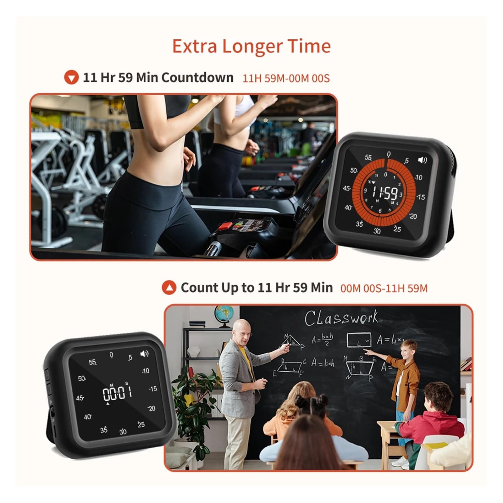 strumento per la gestione del tempo, Timer da cucina digitale conto alla rovescia attività(White)
