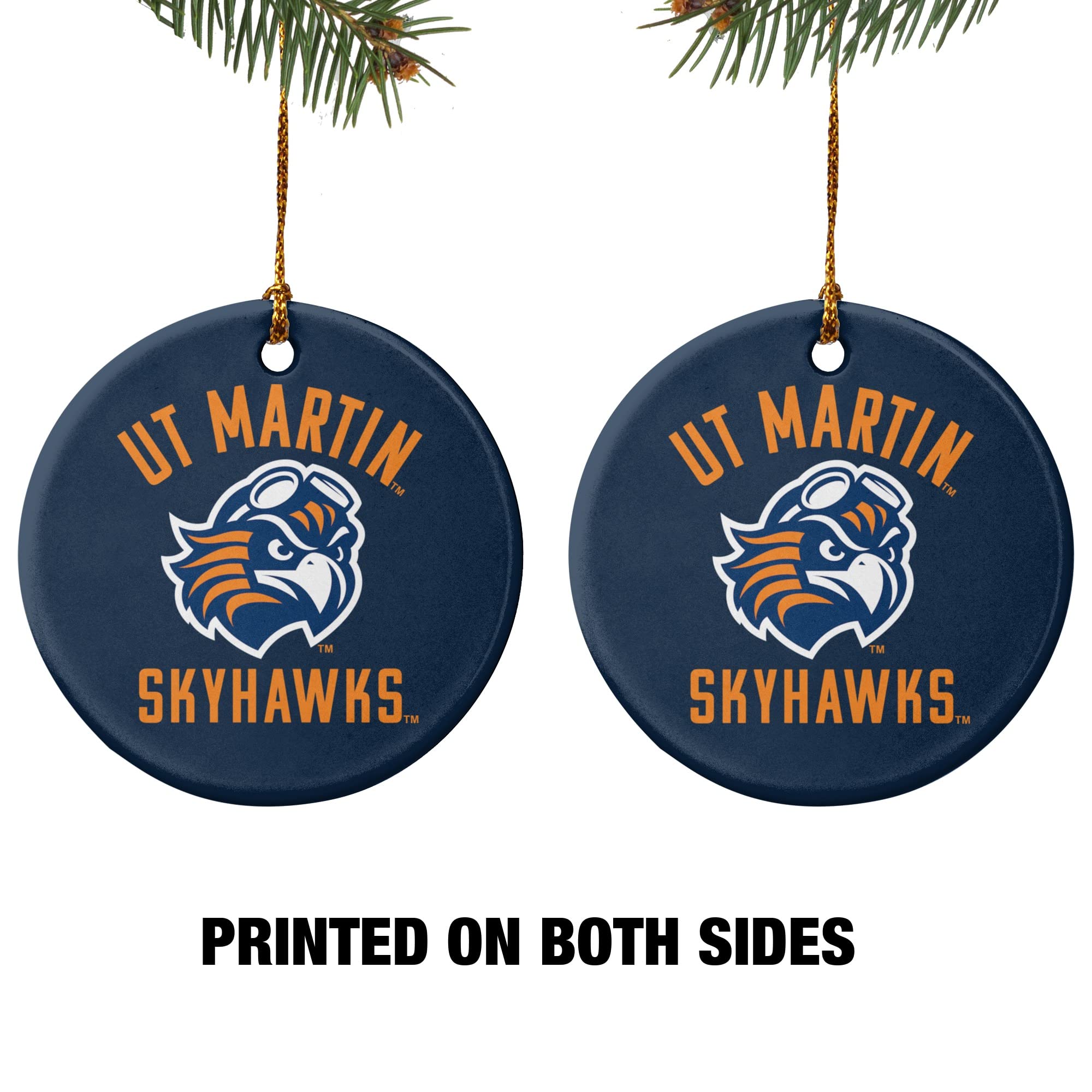 GRAPHICS & MORE University of Tennessee Martin Skyhawks Logo Porcelain Holiday Christmas Tree Ornament - 2.8