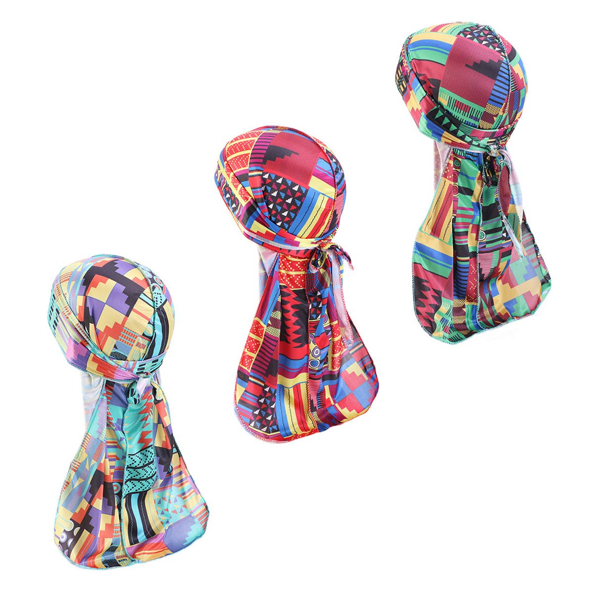 XINQIAO3 Pcs Unisex Silky Durags Headwrap Headscarf Soft Cap for Hair Waves