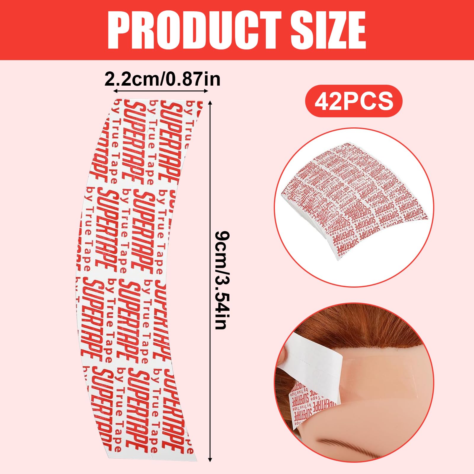 42 Piezas Cinta Pelo Transparente Cinta de Extensión de Pelo Cinta Adhesiva de Doble Cara para Extensiones de,para Sistemas Capilares,Postizos,Pelucas,Tupés Y Extensiones