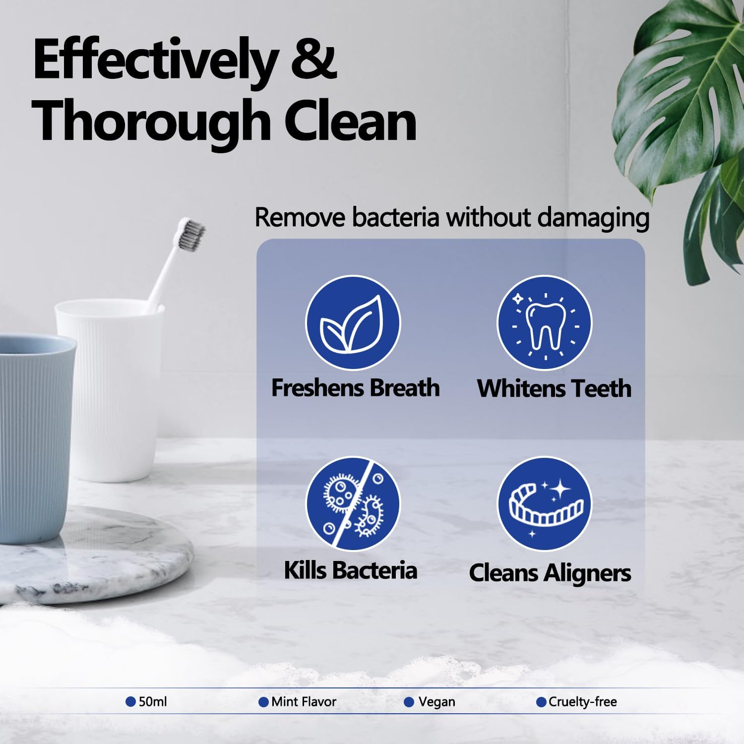 MySmile 2-in-1 Aligner/Retainer Cleaner & Teeth Whitening Foam, Great for Aligner, Retainer, Denture, Invisalign, Mouth Guard, Whitens Teeth, Kills Germs, Fights Bad Breath, Travel-Friendly