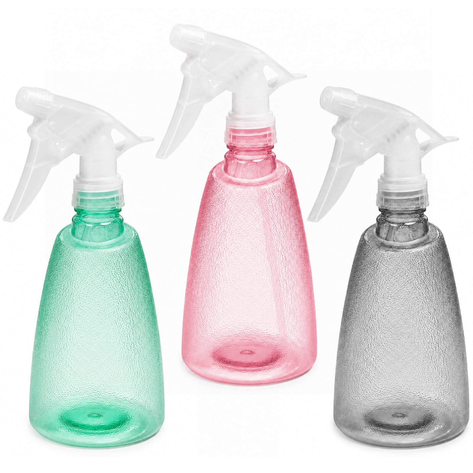 Lafefe Spray Bottles 3 Pcs 500ml Plastic Spray Bottle, Frosted Refillable Plastic Spray Bottles, Adjustable Trigger Spray Bottles for Cleaning, Plant Mister Gardening Home Use - Pink+Grey+Green
