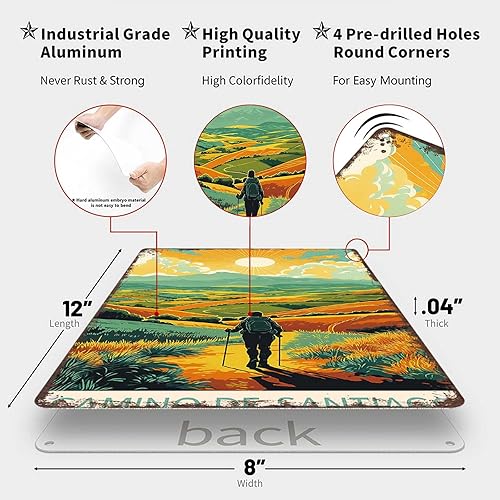 Miniatura 2 de Cartel divertido cartel de metal de aluminio de 8 x 12 pulgadas Camino de Santiago Journey, pintura de decoración de pared para el hogar,