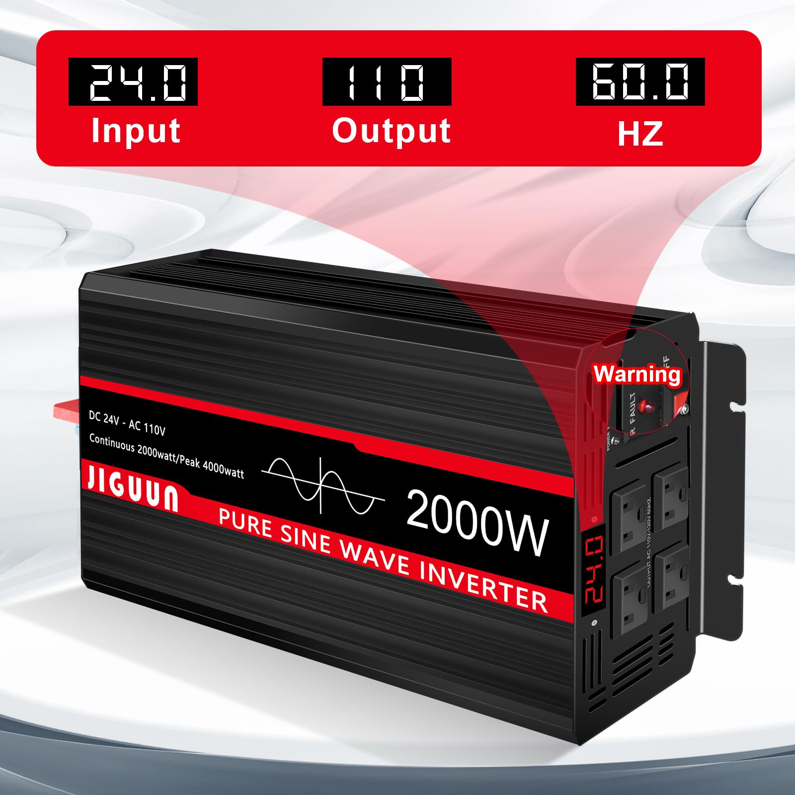 Amazon.com: JIGUUN 2000 Watt Pure Sine Wave Inverter 24V DC to 