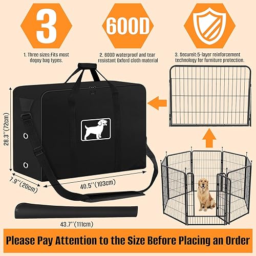 Miniatura 2 de Bolsa de almacenamiento para corralitos para perros, se adapta a 40 pulgadas de alto, 8 paneles y 9 estacas, bolsa de viaje para valla de perro para