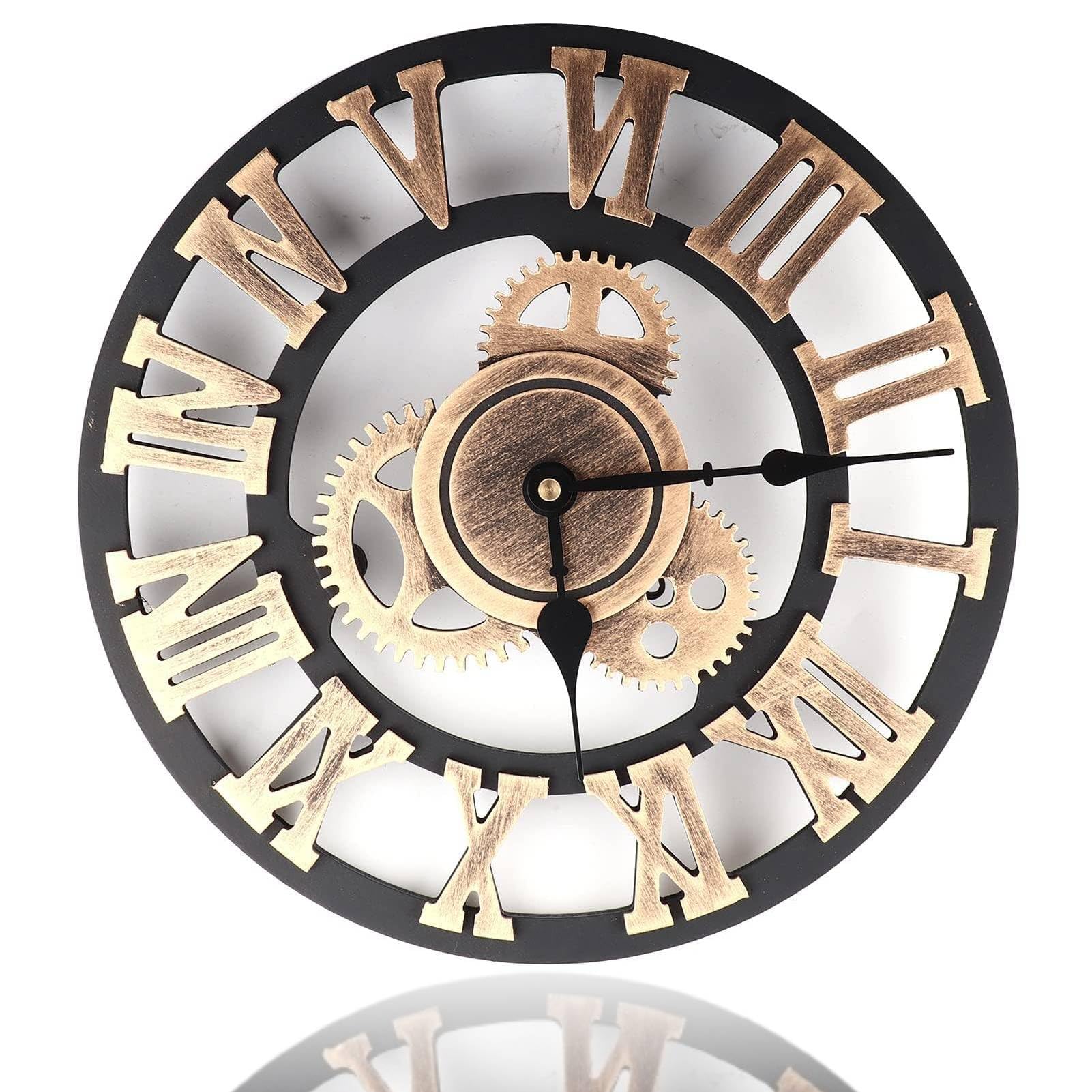 Horloge murale à engrenages mobiles pour un salon rustique de ferme chaleureux