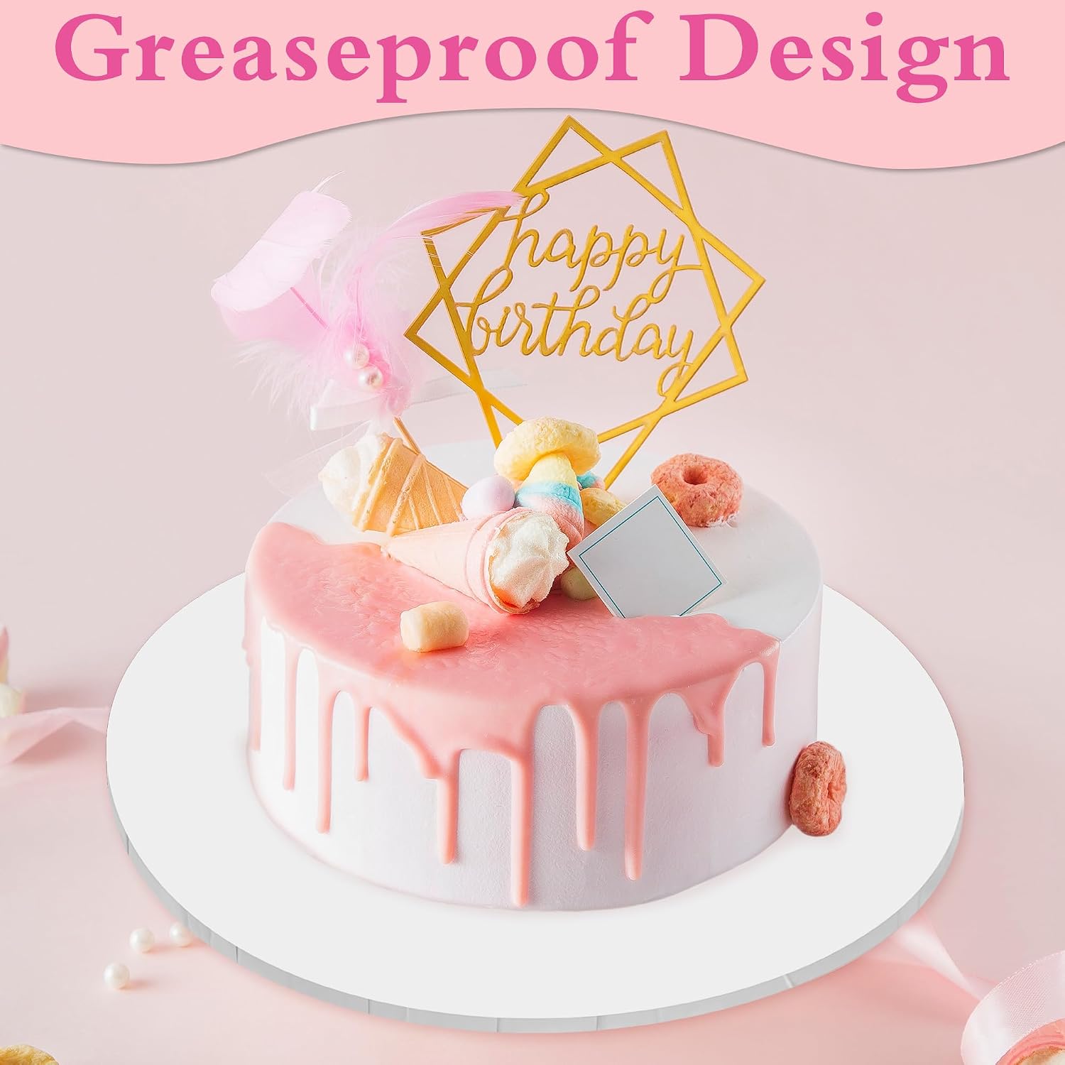 Cerpourt 3PK Cake Boards 12 Inch Round-Sturdy 1/3 Inch Thick Cake Drums,Disposable Cake Plates-White Food Grade Cardboard for displaying Cakes,Bread, Desserts