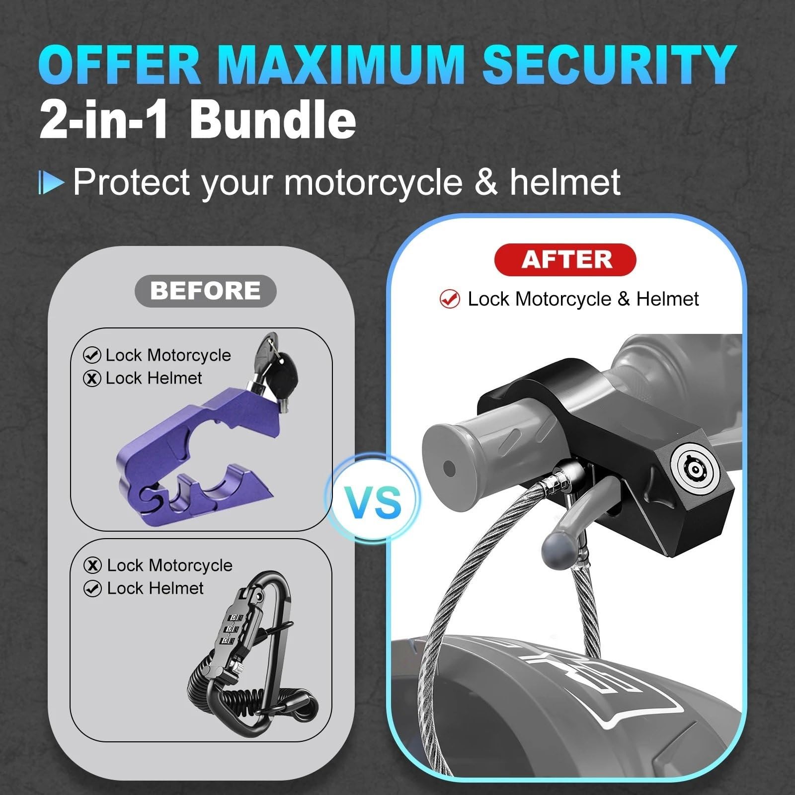 Anti Theft Motocykl Zacisk Koła Blokada kierownicy motocykla Zabezpieczenie przed kradzieżą Uchwyt hamulca Solidna imitacja kradzieży