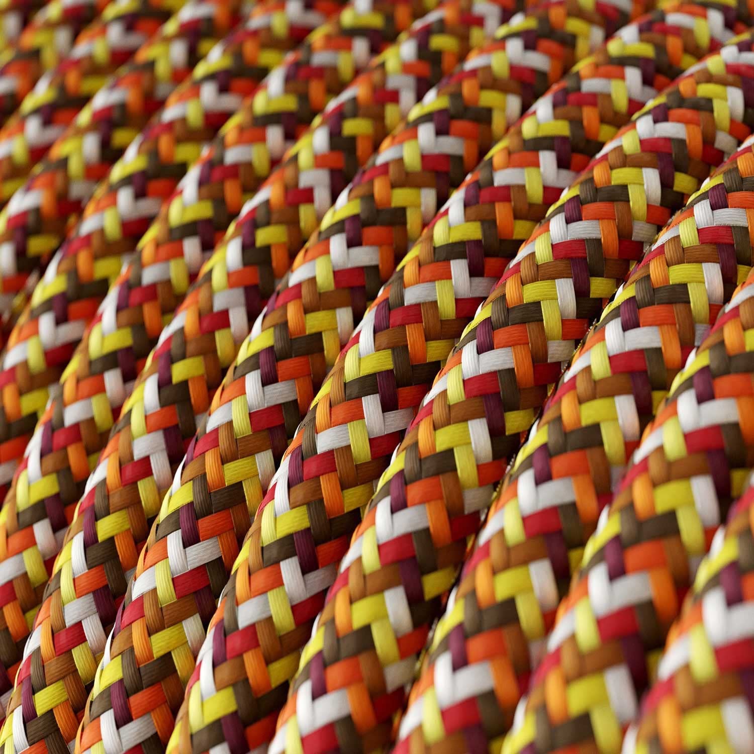 Creative-Cables L'originale cavo elettrico rivestito in tessuto 2 x 0,75 mm² (50 m, Pixel Arancione RX01) – Rotondo, effetto seta – Sicurezza certificata, made in Italy