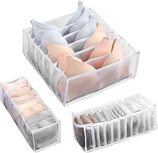 3Pcs Drawer Organizer Underwear Socks Bra Storage Folding Cabinet Organizer Divider Foldable Wardrobe Clothes Organizer Mesh Storage Boxes Washable Portable