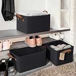 Goodpick Large Fabric Storage Baskets for Shelves, Storage Bins for Organizing, Cloth Baskets for Organizing, Black Storage Basket , 16.75" L x 11" W x 9.75" H, 2-Pack