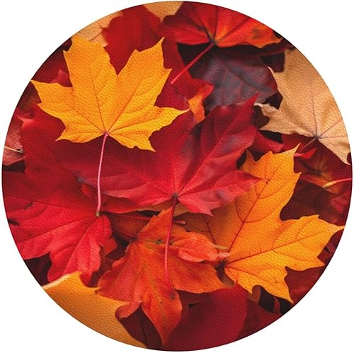 Juego de 6 posavasos de cuero con hojas de otoño para bebidas para mesa de centro para inauguración de la casa, cocina, bar, decoración de forma