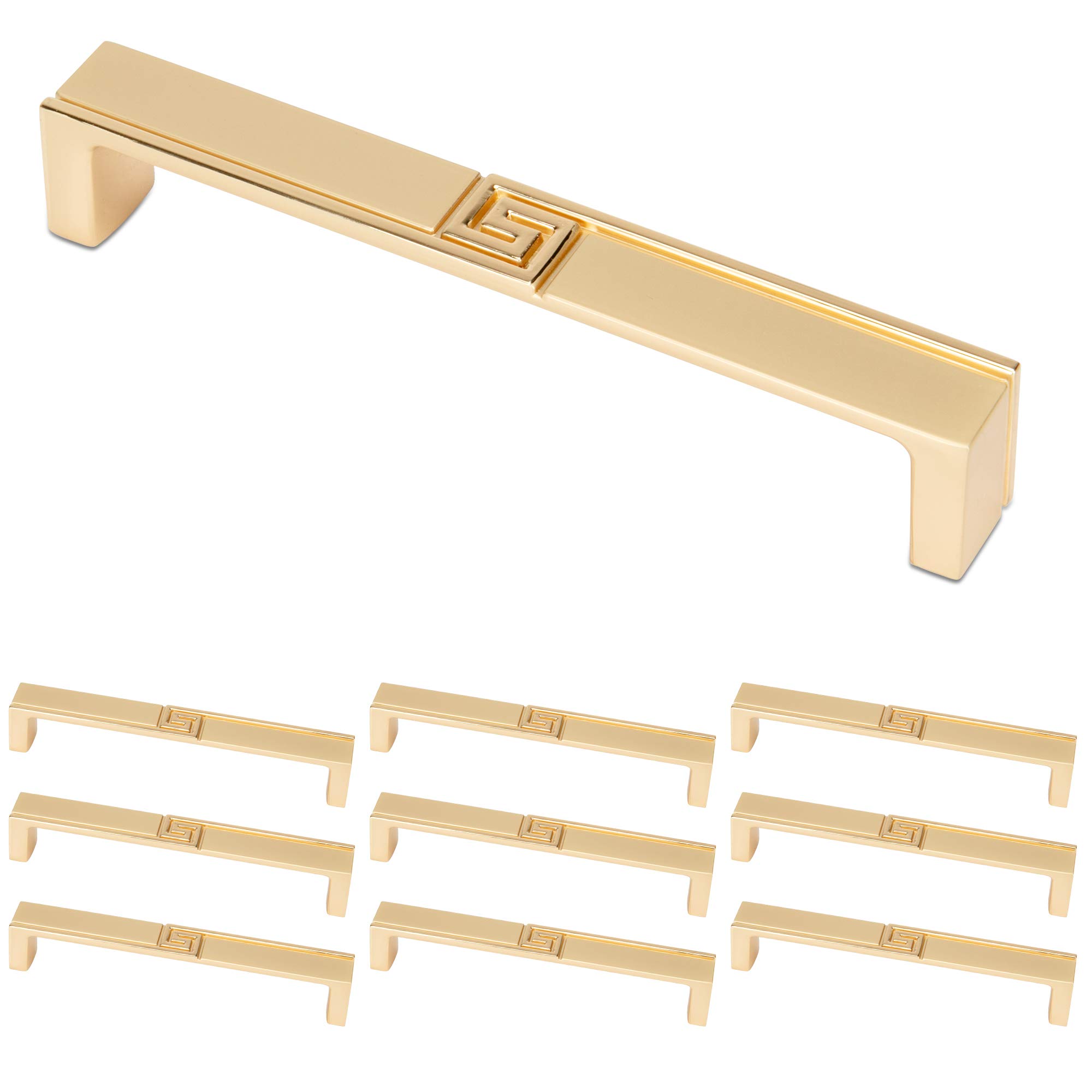 WELLOCKS Cabinet Handles Solid Pulls 10 Pack 5” Hole Centers, Metal Drawer Pulls Bar, Classic Cabinet Hardware for Kitchen Cupboard Door, Bedroom Dresser Drawer (D117)